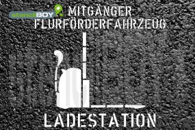"Mitgänger Flurförderfahrzeug - Ladestation" Bodenmarkierungs-Schablone