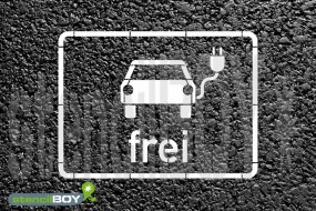 "Elektrisch betriebene Fahrzeuge frei" Bodenmarkierungs-Schablone mit Rahmen