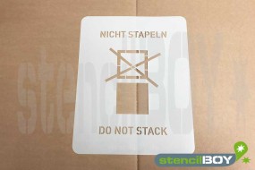 Schablone "Nicht stapeln" -"Do not stack" mit Piktogramm