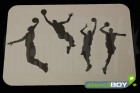 Basketball Spieler mit Ball beim Sprung Schablone