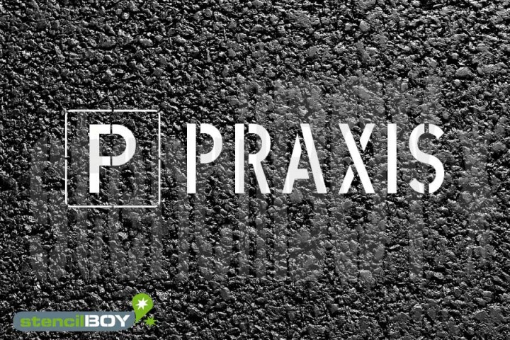 "PARKPLATZ - PRAXIS" Bodenmarkierungs - Schablone