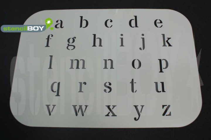 Kleinbuchstabenschablone Font DOL auf einem Bogen geliefert