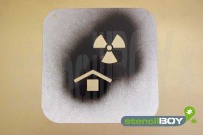 "Vor radioaktiven Strahlen schützen" Kunststoffschablone